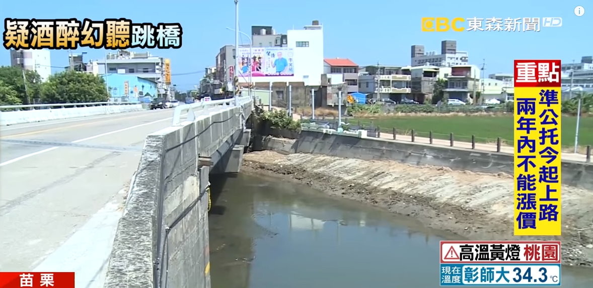 年輕女黑夜橋下喊「下來」　紅衣男跳橋：她叫我去找她。（圖／東森新聞）