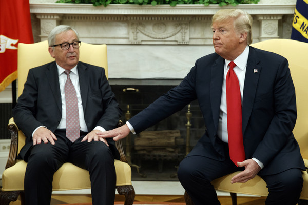 ▲▼ 美國總統川普（Donald Trump）、歐盟執行委員會主席榮克（Jean-Claude Juncker）。（圖／達志影像／美聯社）
