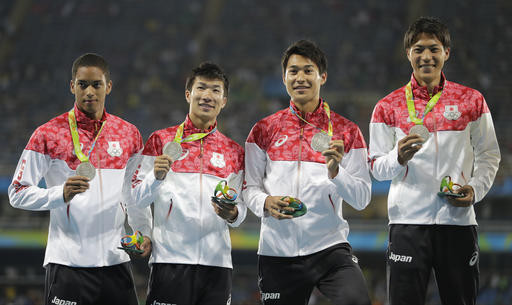 ▲日本隊在里約奧運400公尺接力奪下銀牌。（圖／達志影像／美聯社）