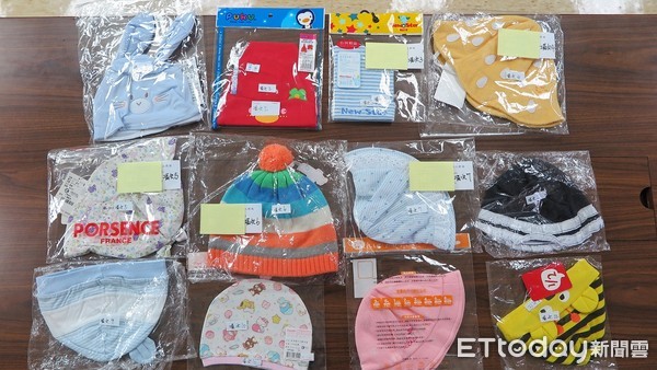 ▲▼▲標檢局抽檢市售嬰兒帽，品質全數合格，但中文標示4件不合格，不合格率25%。（圖／標檢局提供）