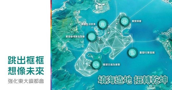 ▲▼團結香港基金建議打造面積相當半個九龍的「東大嶼都會」人工島。（圖／翻攝自團結香港基金臉書）