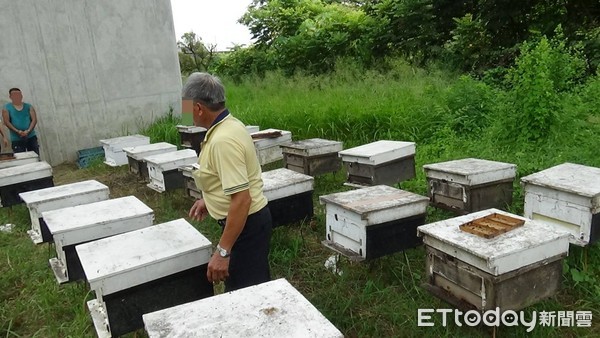 ▲被害蜂農指認自己被竊的蜂箱。