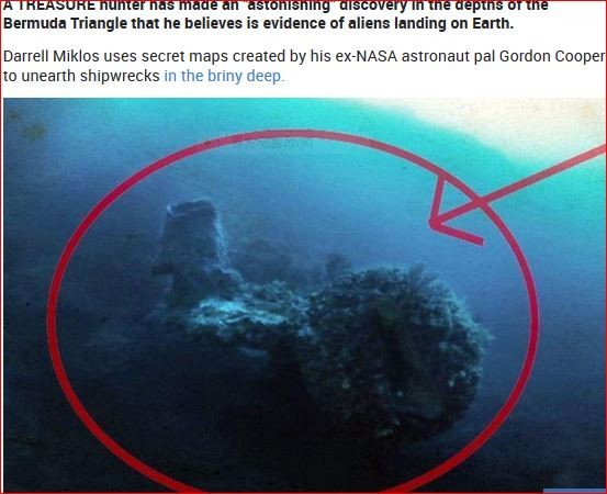 ▲探險家米克羅斯在「百慕達三角」水域發現巨型的圓頂狀物體，有垂直的柱狀凸出物。(圖／Discovery Channel)