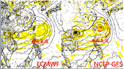 ▲▼最新(9日20時)歐洲(ECMWF) (左圖)及美國(NCEP GFS) (右圖)模式，模擬下週二(14日)另一「熱帶系統」從台灣東方海面逐漸靠近。下週三(15日)起3天、受「熱帶系統」以及「季風低壓環流」的西南氣流通過，對台灣具有「極大威脅」。（圖／翻攝自「三立準氣象·老大洩天機」專欄）