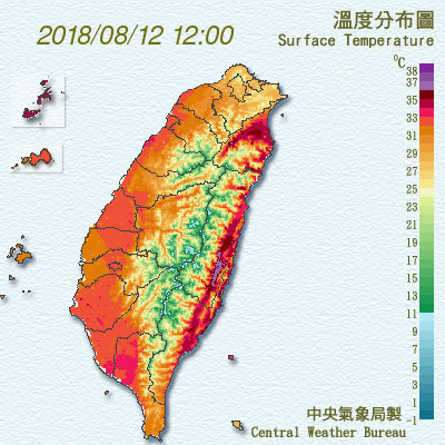 ▲北部下雨，東部吹焚風。（圖／翻攝中央氣象局網站）