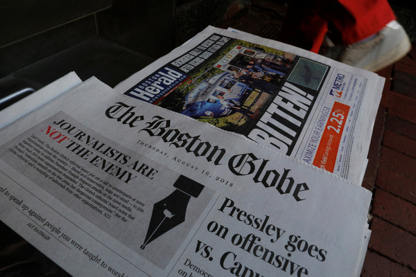 ▲▼「波士頓環球報」（The Boston Globe）等350家媒體在16日聯合發表社論捍衛新聞自由。（圖／路透）