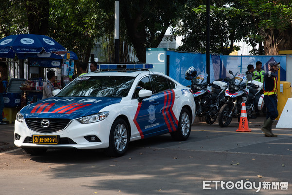 ▲▼2018雅加達亞運,雅加達亞運主場地警察維安人員。（圖／記者季相儒攝）