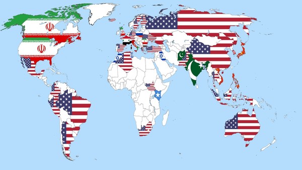 ▲▼認為「對世界和平造成最大威脅」地圖。（圖／取自Brilliant Maps）