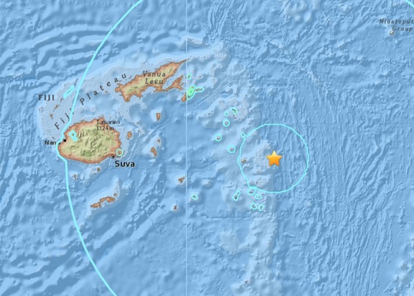 ▲▼斐濟發生強震。（圖／USGS網站）