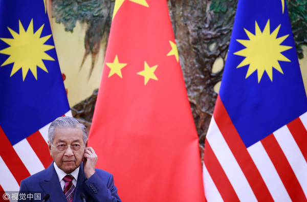 ▲馬來西亞總理馬哈迪結束訪華後，宣布取消三項一帶一路工程項目。（圖／CFP）