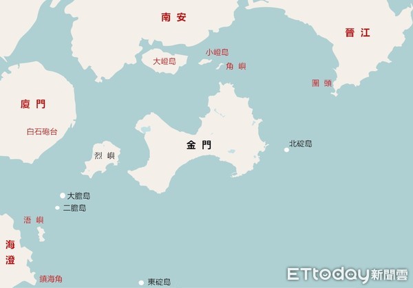 ▲國軍駐防金門主要島嶼與共軍相對位置圖。（製圖／記者林健華）