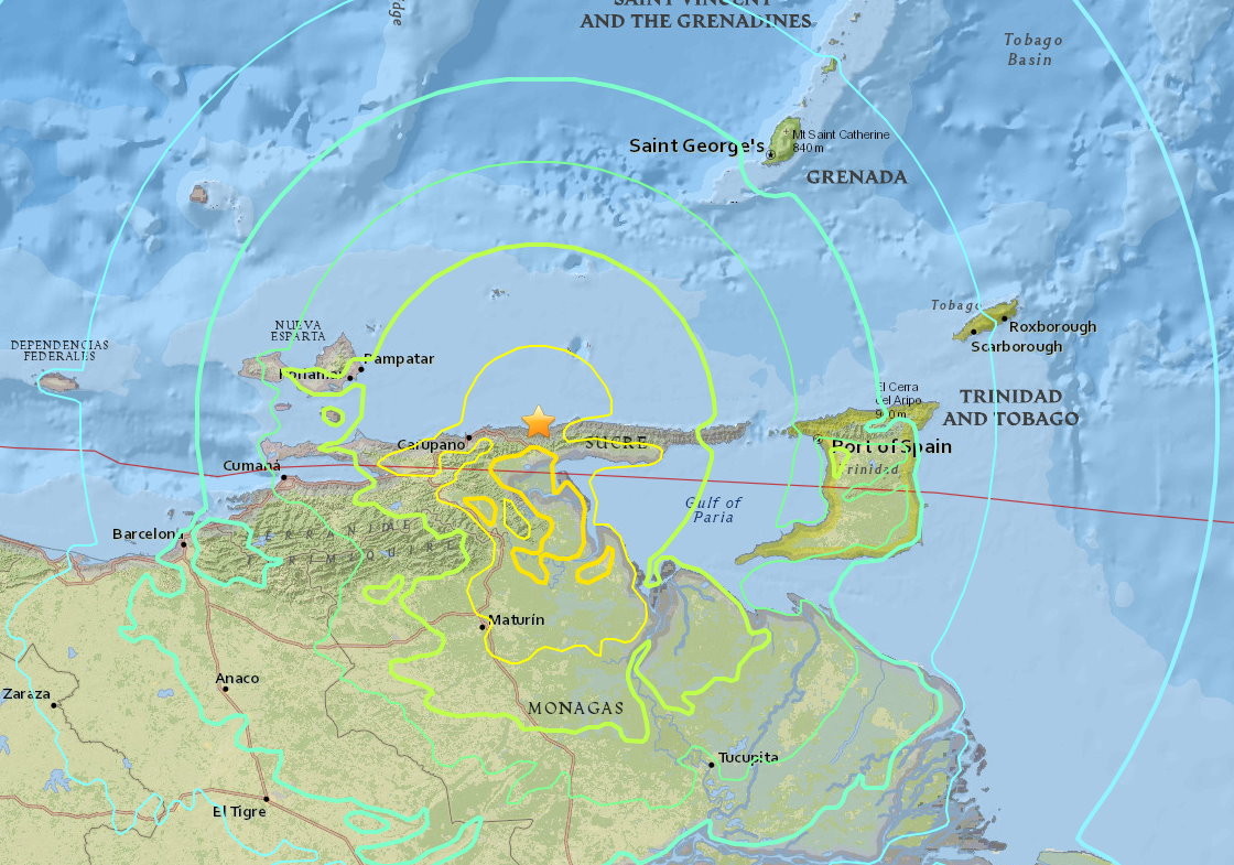 快訊／深度87公里！委內瑞拉規模7.0強震。（圖／翻攝USGS）