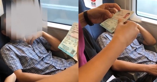 ▲一名男子霸佔開往北京的高鐵座位，讓買票的民眾相當無奈。（圖／翻攝自微博）