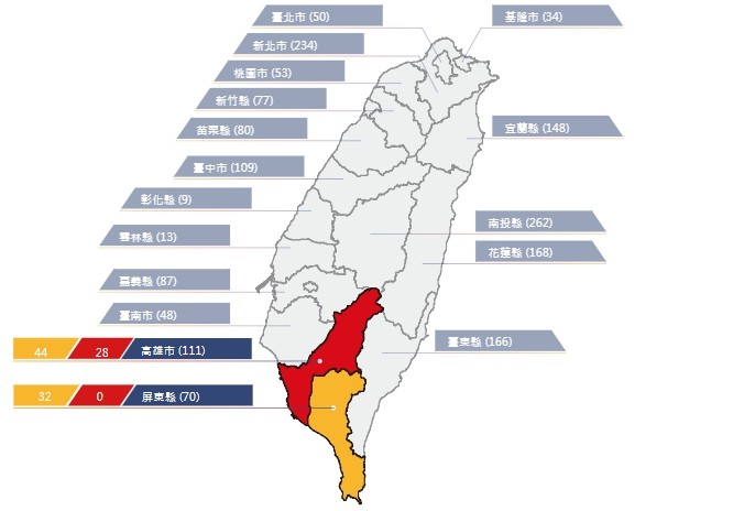 ▲▼農委會持續發布土石流紅色警戒28條、黃色警戒76條。（圖／農委會提供）