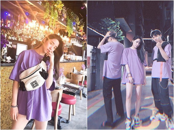 ▲▼歐陽妮妮當天穿這件紫色長T和李家安約會。（圖／翻攝自歐陽妮妮Instagram）