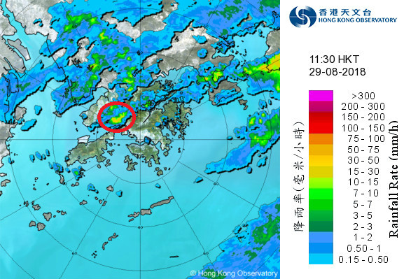 ▲香港天文台表示，因為雨下的比較密集才會有水龍捲。（圖／翻攝香港天文台）