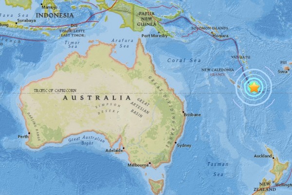 ▲▼新喀里多尼亞發生強震。（圖／USGS）