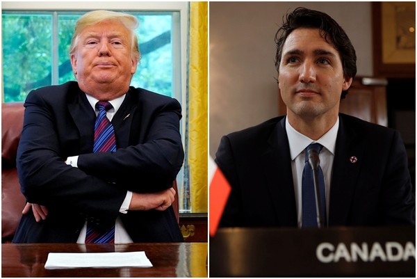 ▲美國總統川普（Donald Trump）與加拿大總理杜魯道（Justin Trudeau）。（圖／路透社）