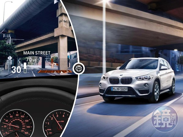 2019年式BMW X1領航版標準配備BMW全觸控智能衛星導航、旅程諮詢秘書服務及車況抬頭顯示器(圖為搭載xLine風格套件之車型)。