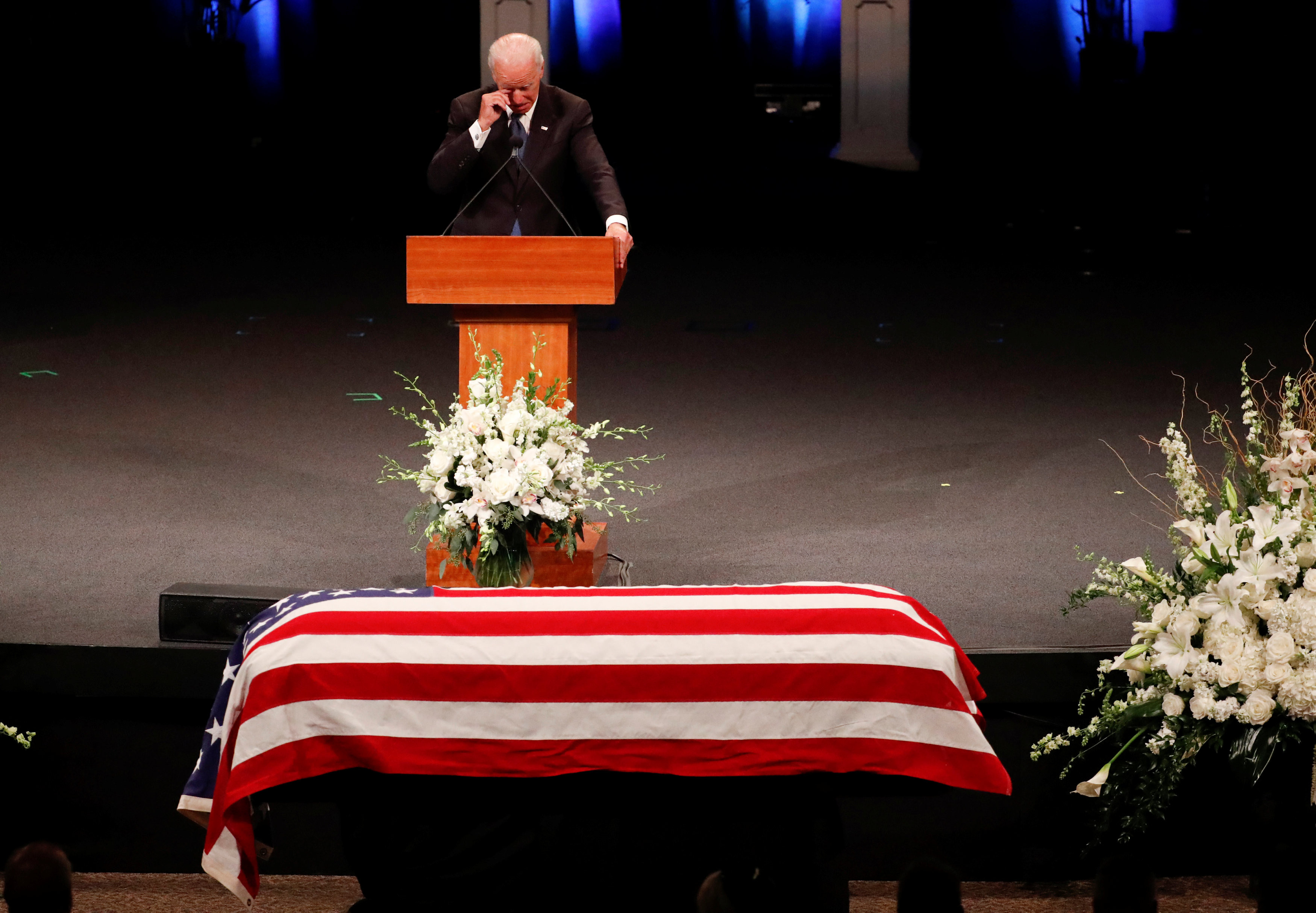 ▲美國前副總統拜登（Joe Biden）追悼美國資深聯邦參議員馬侃（John McCain）。（圖／路透社）