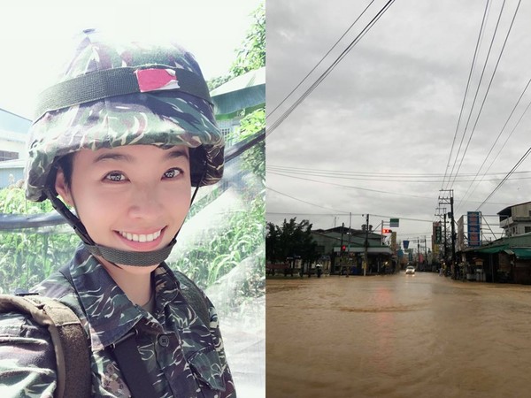 ▲▼小嫻在屏東拍戲，碰上豪雨災情馬路都是黃泥水。（圖／翻攝自臉書／小嫻）