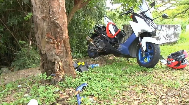 揮手後壓139線過彎！大一生拿駕照1個月後自摔重傷　新車綁大甲媽紅綵。（圖／東森新聞）