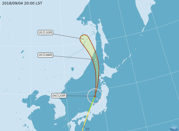 ▲▼第21號中度颱風登陸日本，號稱25年最強！（圖／中央氣象局）