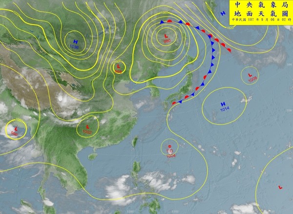 ▲▼熱帶性低氣壓有機會發展成22號颱風山竹。（圖／中央氣象局）