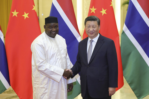 ▲▼甘比亞總統巴羅（Adama Barrow）在北京與習近平會面。（圖／達志影像／美聯社）