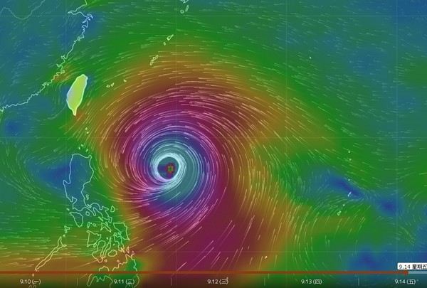 ▲▼山竹颱風生成，預測路徑圖。（圖／氣象局風場圖）
