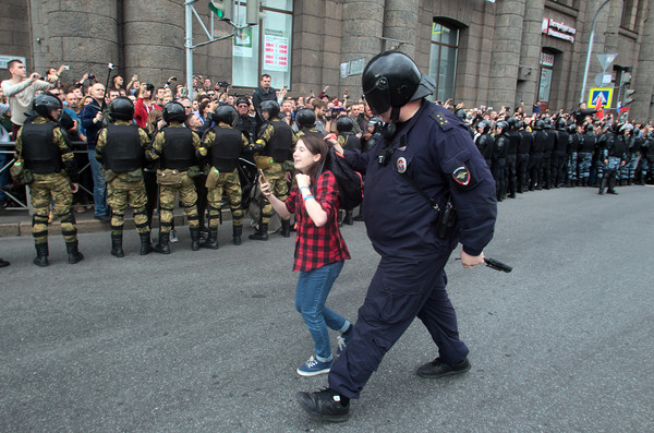 ▲▼俄「反年改」抗議。（圖／達志影像／美聯社）