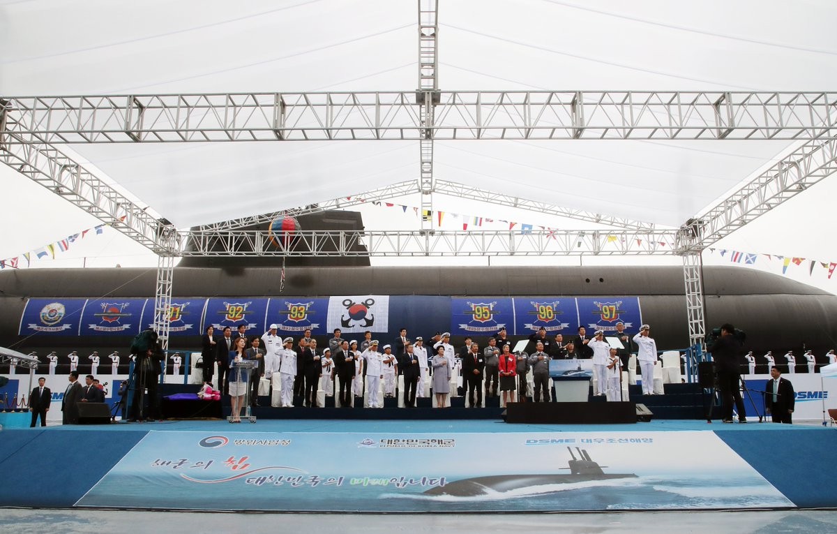 ▲▼ 南韓第一艘3000噸潛艦舉行下水儀式。（圖／青瓦台）
