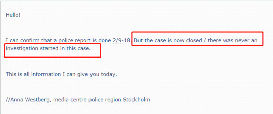 ▲▼《環時》po出的瑞典警方回應。（圖／翻攝自環球網）