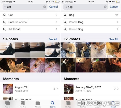 ▲▼ios 12魔性的照片搜索功能。（圖／翻攝自微博、網友提供）