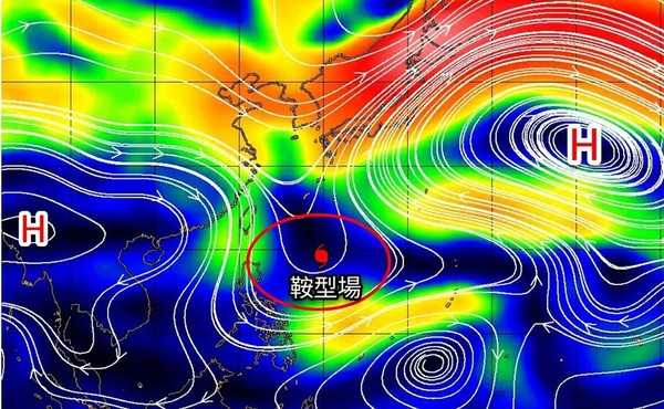 ▲▼秋颱潭美將受困鞍型場，龜速原地打轉。（圖／翻攝臉書「觀天氣看氣象」）