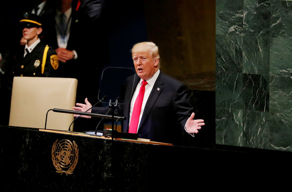 ▲▼美國總統川普2018年9月25日在第73屆聯合國大會發表演說。（圖／路透）