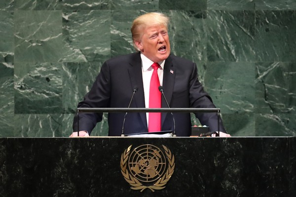 ▲▼美國總統川普2018年9月25日在第73屆聯合國大會發表演說。（圖／路透社） 