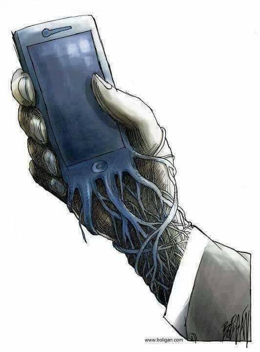 ▲手機成癮諷刺插畫。（圖／翻攝自FB@Nerdiest）