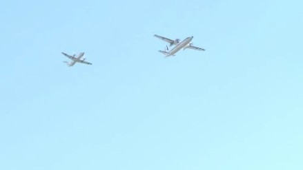 ▲▼國慶預演，幻象2000戰機、C-130運輸機飛越總統府上空             。（圖／讀者提供）