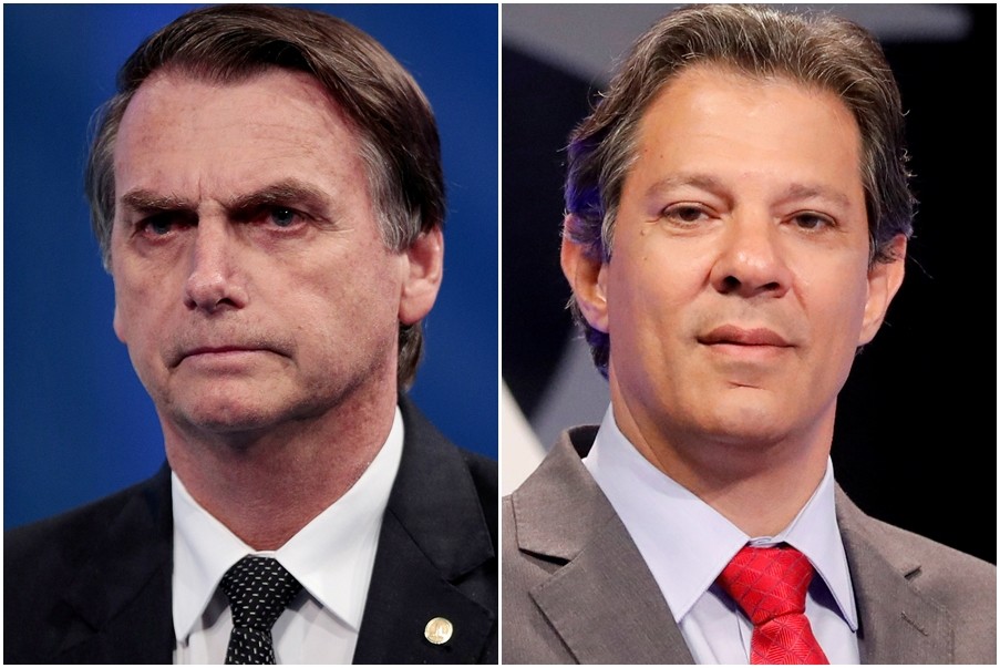 ▲巴西「極右派」總統候選人博爾索納羅（Jair Bolsonaro）、「極左派」勞工黨候選人哈達德（Fernando Haddad）。（圖／路透社）