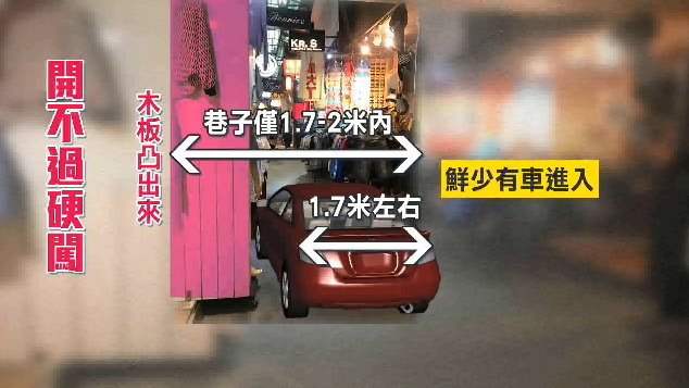 闖五分埔刮傷車身！駕駛卡住「狂掰隔板」硬過　3間店受損火了。（圖／東森新聞）