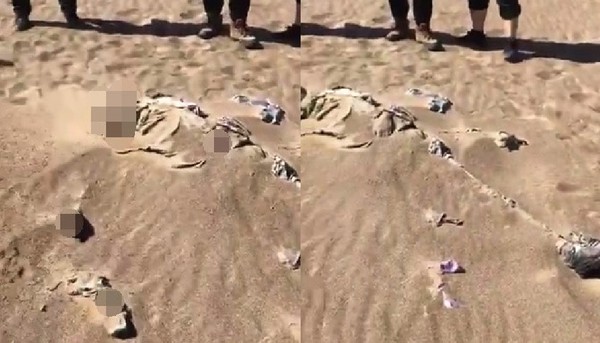 新疆沙漠發現風化男乾屍　一查竟是失蹤3年的他。（圖／翻攝自大陸新浪視頻）