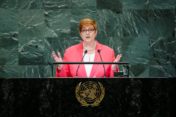 ▲▼澳洲外交部長佩恩（Marise Payne）在聯合國大會發表演說。（圖／路透）