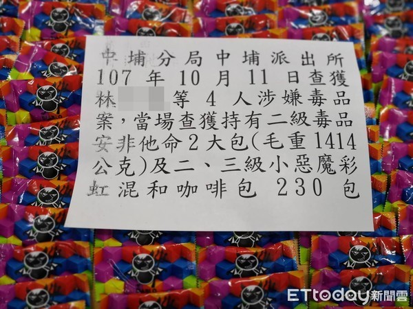 ▲▼ 嘉縣警中埔分局查獲彩虹咖啡包，毒嫌原先賣炸機因經營不善賣起毒品，鋌而走險。（圖／記者翁聖勳翻攝）