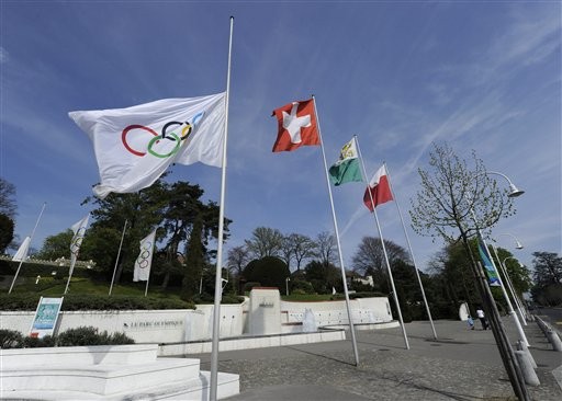 ▲▼IOC(International Olympic Committee，國際奧林匹克委員會)瑞士洛桑總部,Lausanne Switzerland,降半旗。（圖／達志影像／美聯社）