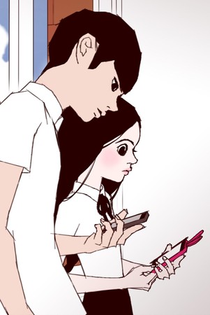 《喜歡的話請響鈴》以現代智慧型手機為題材，是韓國當紅人氣網路漫畫。（翻攝自Daum網站）