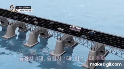 ▲▼漢江聖水大橋崩塌動畫（圖／翻攝自Youtube@채널A Life）
