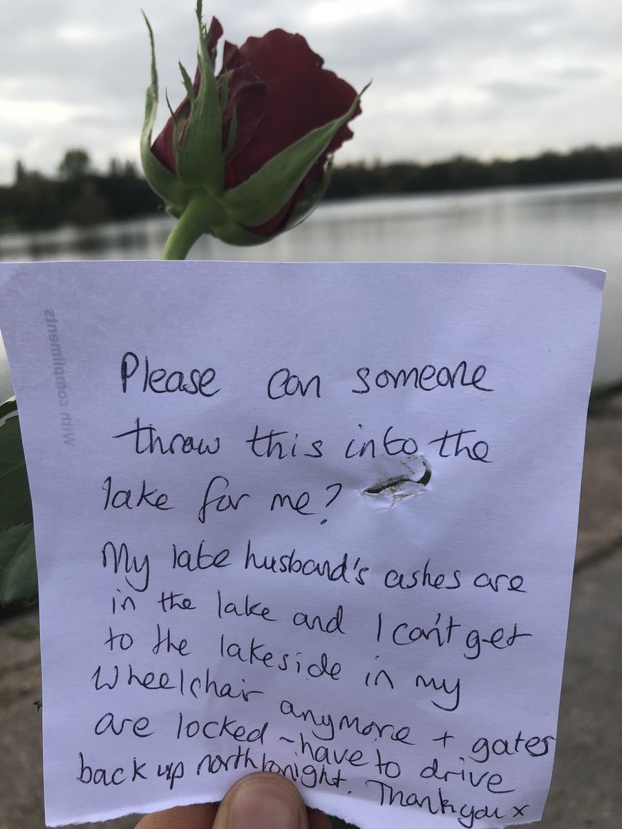 可以幫我把玫瑰放到湖中嗎？學生湖邊撿到字條　幾句話讓網友淚崩（圖／twitter＠BVGS Rowing）