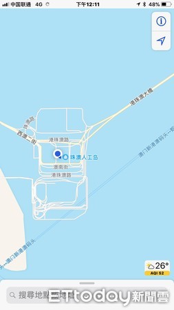 ▲▼  蘋果IOS地圖已有港珠澳大橋。（圖／記者林育綾攝）