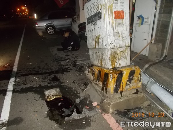 ▲陳男酒駕自撞想落跑，被警逮稱「車不是我開的」。（圖／記者陳玉翻攝）